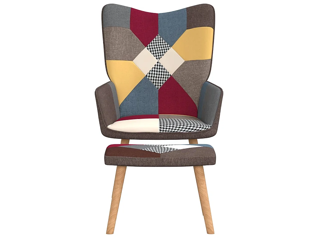 Chaise de relaxation avec repose-pied Patchwork Tissu SEF58180