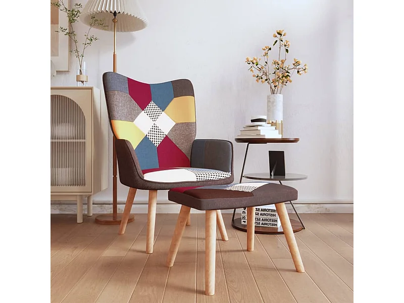 Relaxsessel | Fernsehsessel mit Hocker Patchwork Stoff -gkd369597
