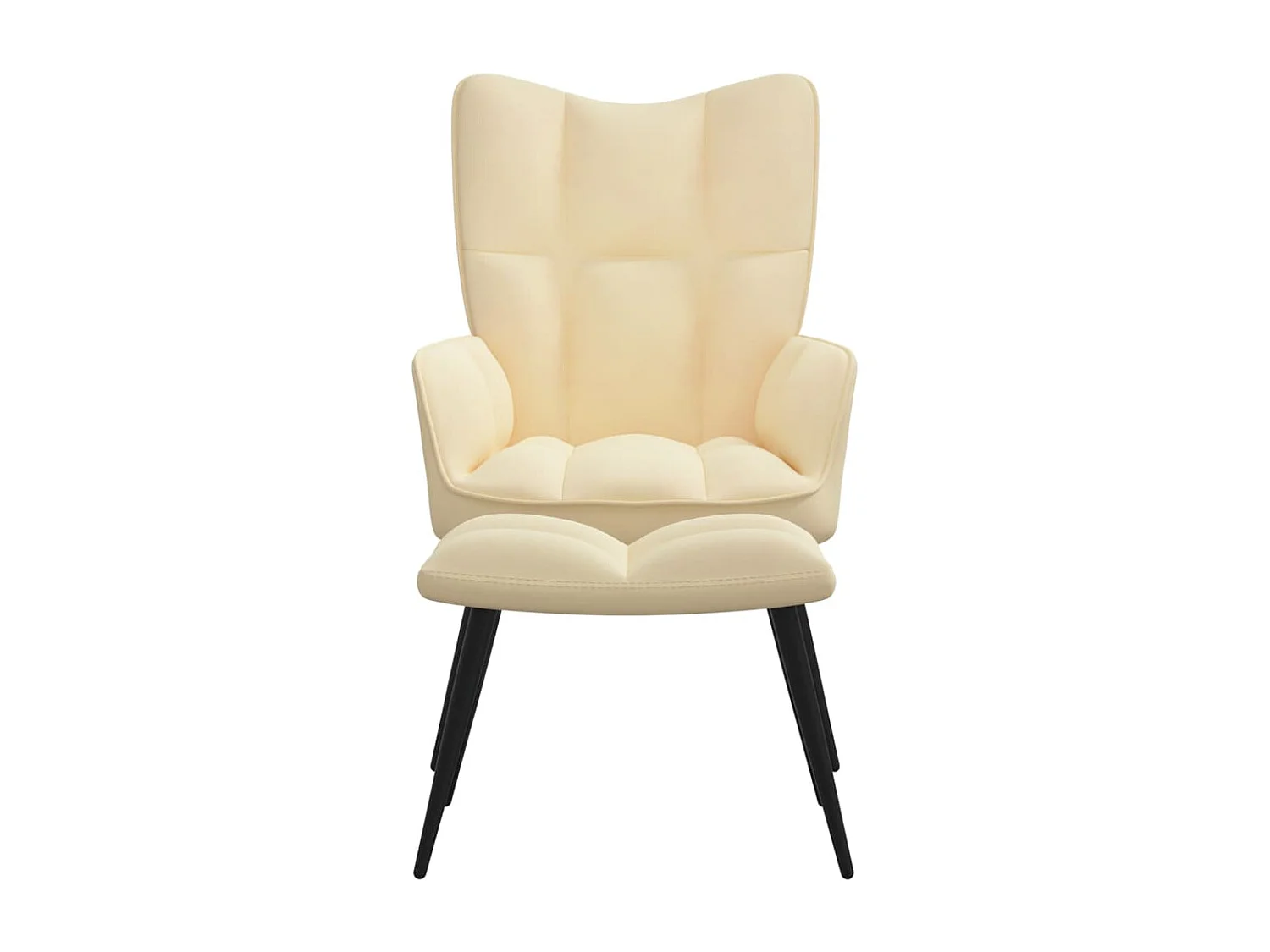 Silla de relajación con reposapiés terciopelo blanco crema ES90829