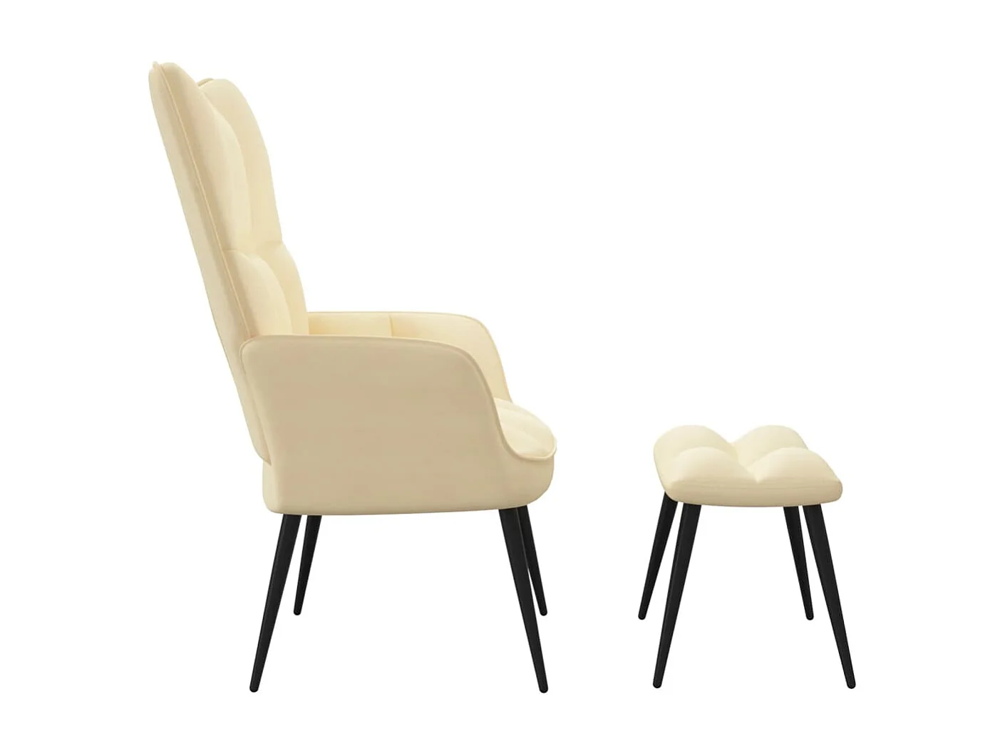 Silla de relajación con reposapiés terciopelo blanco crema ES90829