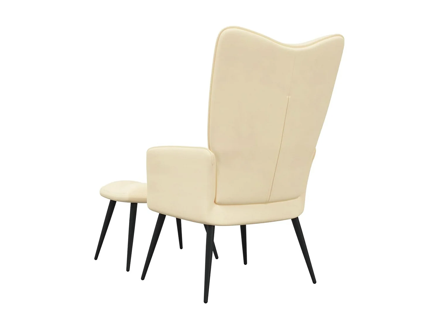 Chaise de relaxation avec repose-pied Blanc crème Velours SEF45139