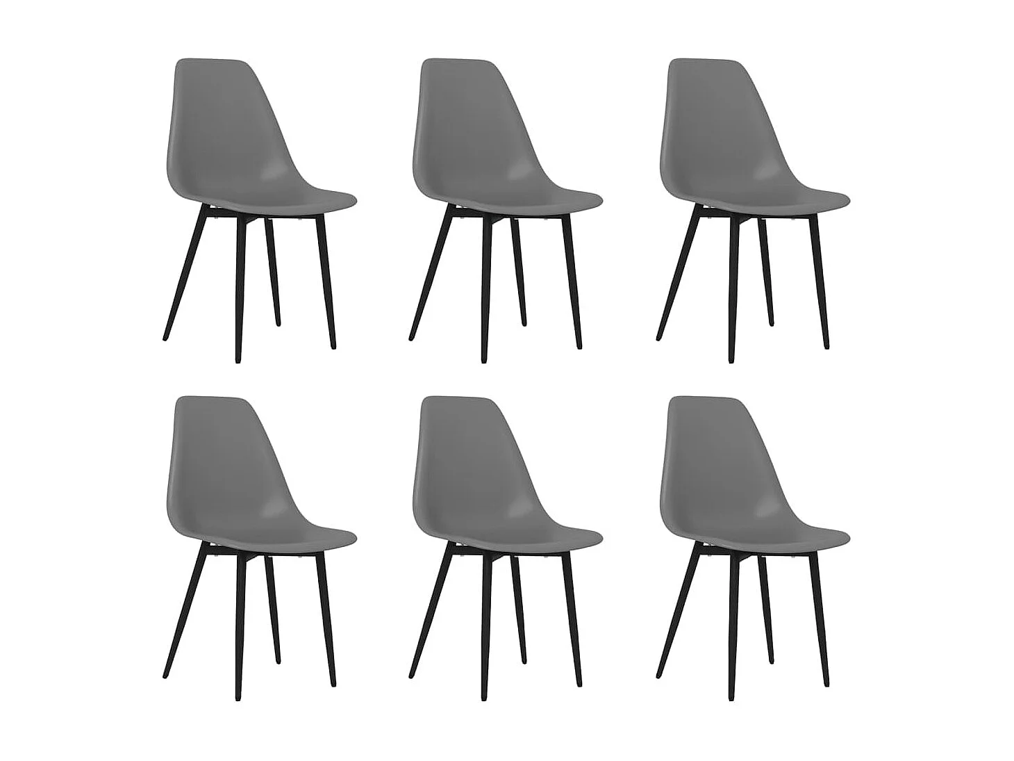 Lot de 6 Chaises à manger gris PP LSJ6085