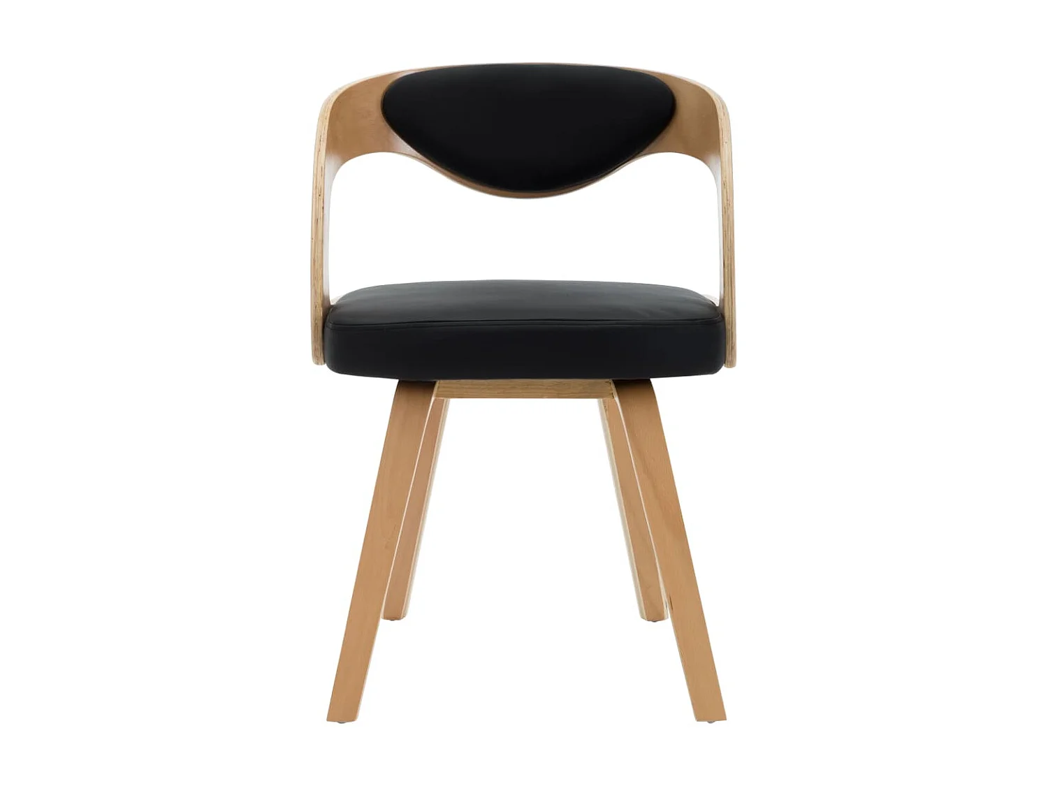 Lot de 2 Chaises de salle à manger noir bois courbé et similicuir OIU6335