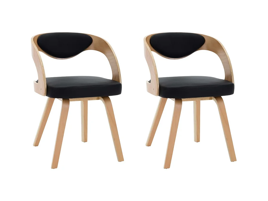 Lot de 2 Chaises de salle à manger noir bois courbé et similicuir OIU6335