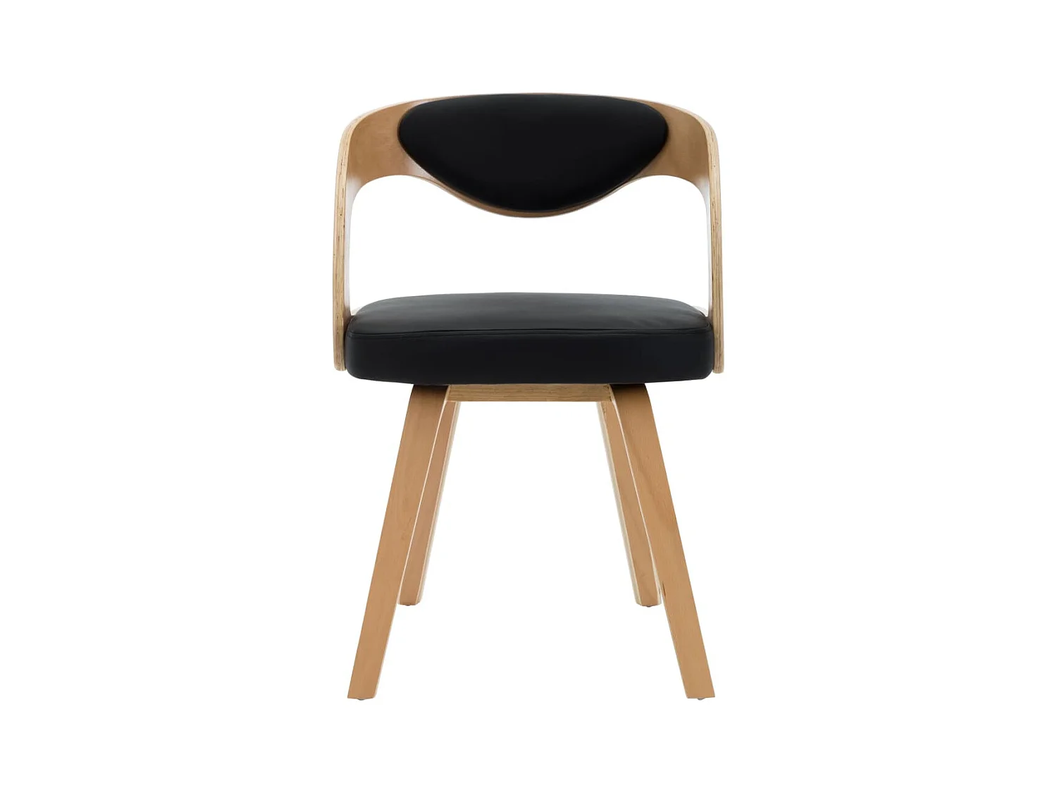 Lot de 2 Chaises de salle à manger noir bois courbé et similicuir OIU6335