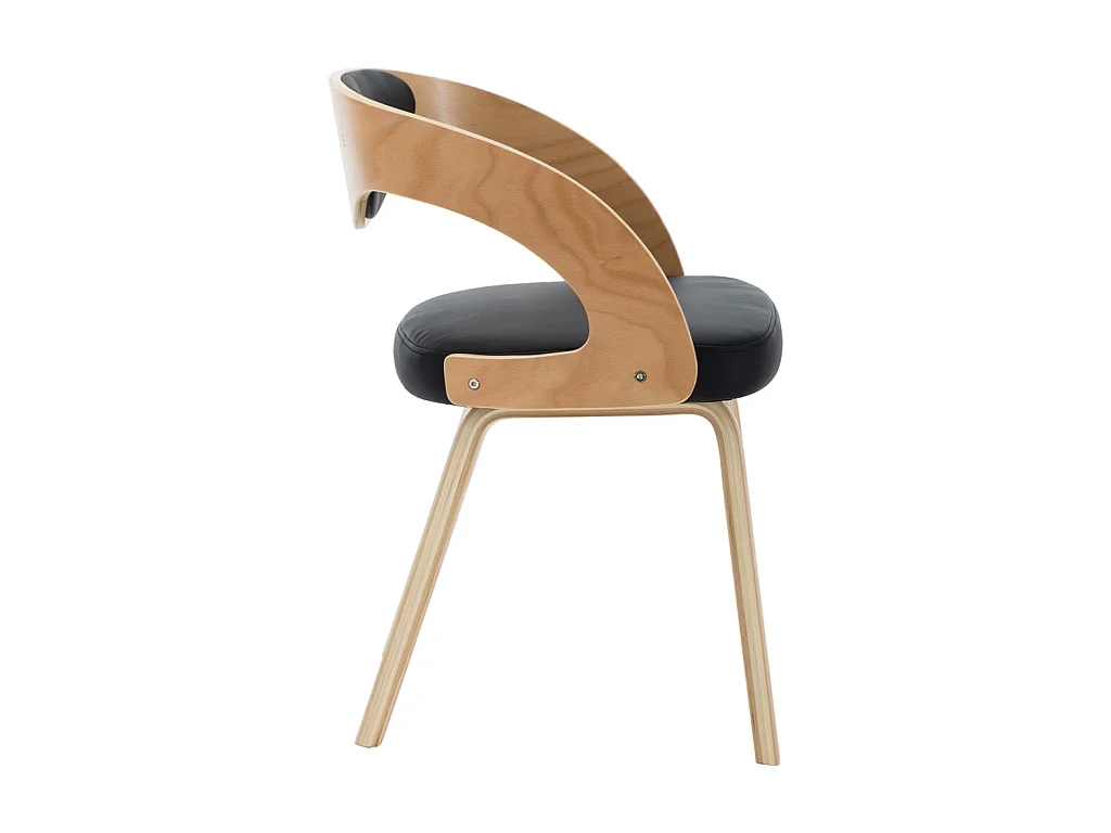 Lot de 2 Chaises de salle à manger noir bois courbé et similicuir OIU6335