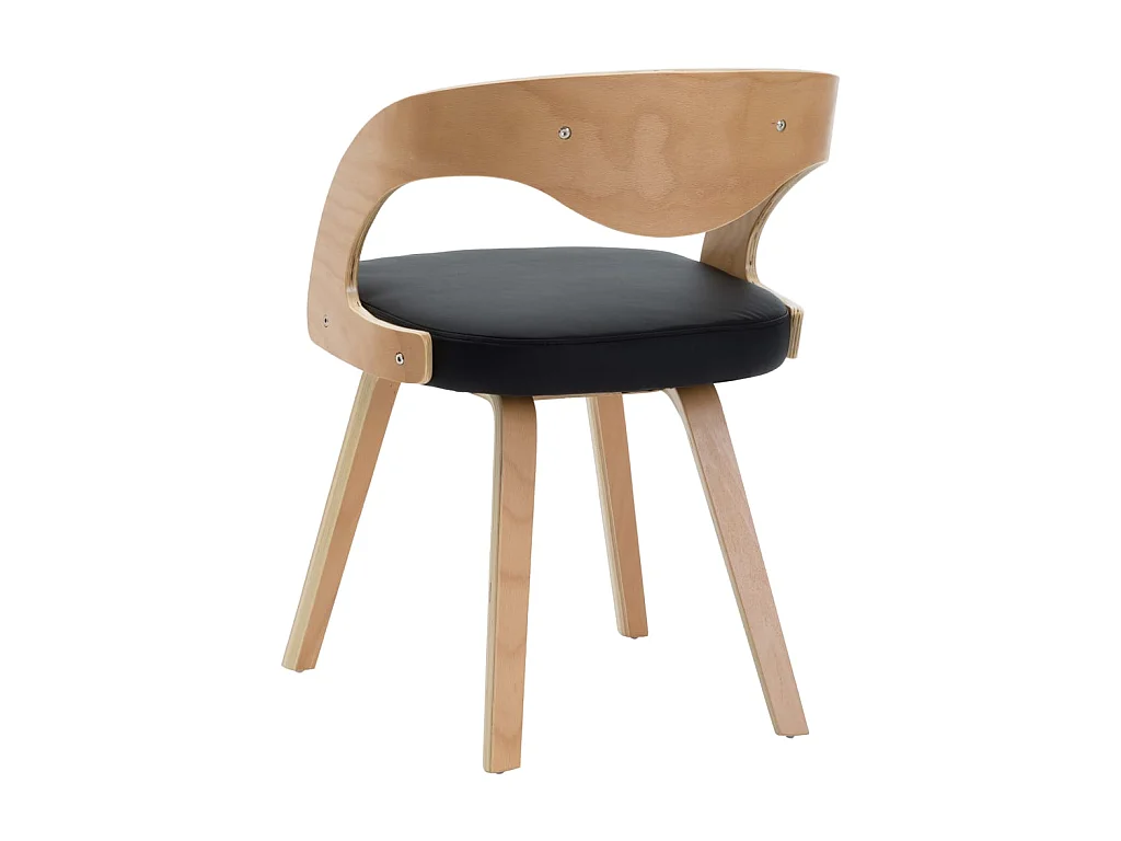 Lot de 2 Chaises de salle à manger noir bois courbé et similicuir OIU6335