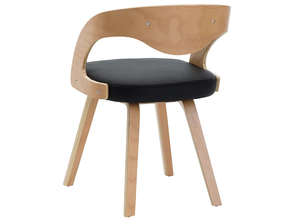 Lot de 2 Chaises de salle à manger noir bois courbé et similicuir OIU6335