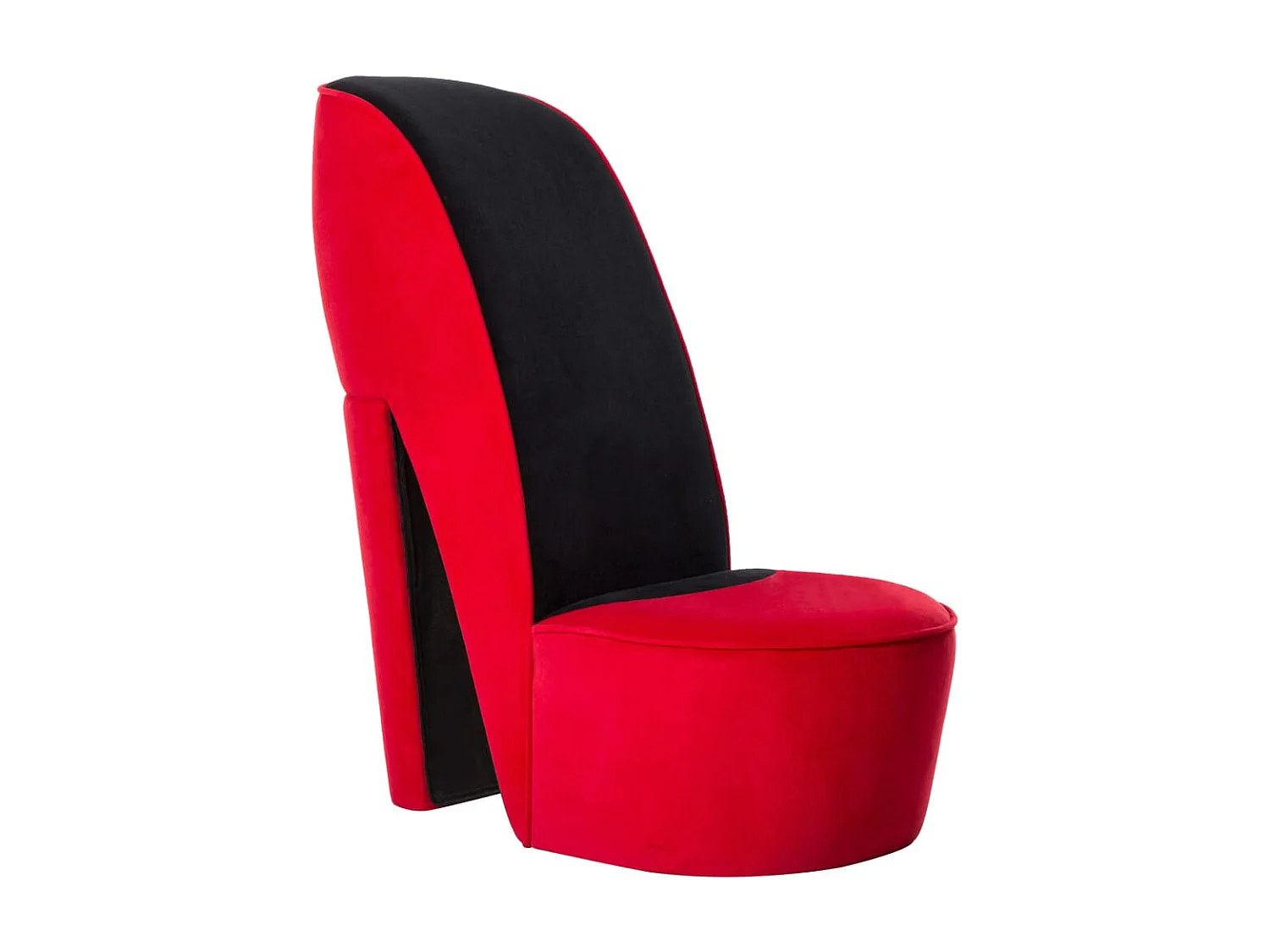 Sillón con forma de zapato de tacón terciopelo rojo ES79303