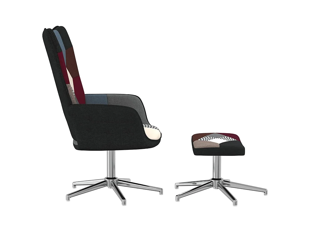 Chaise de relaxation avec repose-pied Patchwork Tissu SEF98356