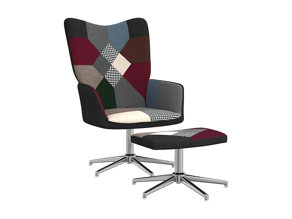 Chaise de relaxation avec repose-pied Patchwork Tissu SEF98356