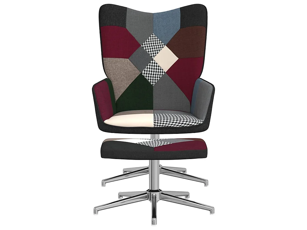 Chaise de relaxation avec repose-pied Patchwork Tissu SEF98356