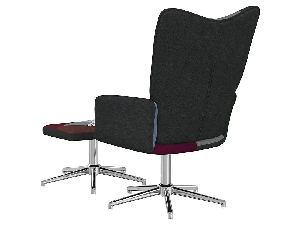 Chaise de relaxation avec repose-pied Patchwork Tissu SEF98356