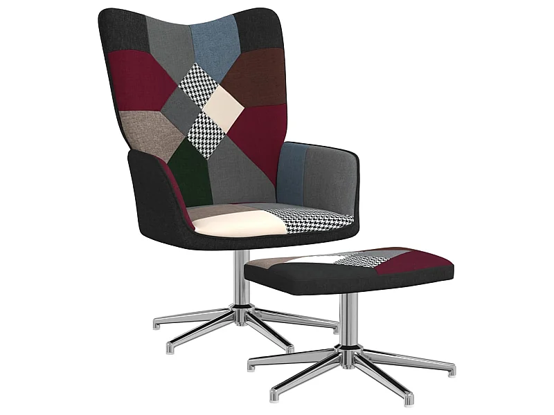 Relaxsessel | Fernsehsessel mit Hocker Patchwork Stoff -gkd383732