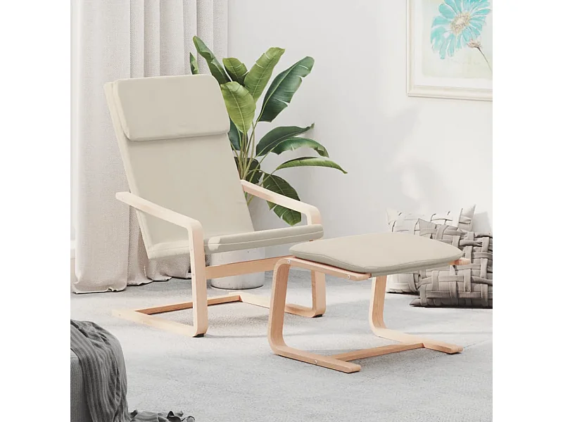 Relaxstoel met voetenbank stof crèmekleurig NL897577