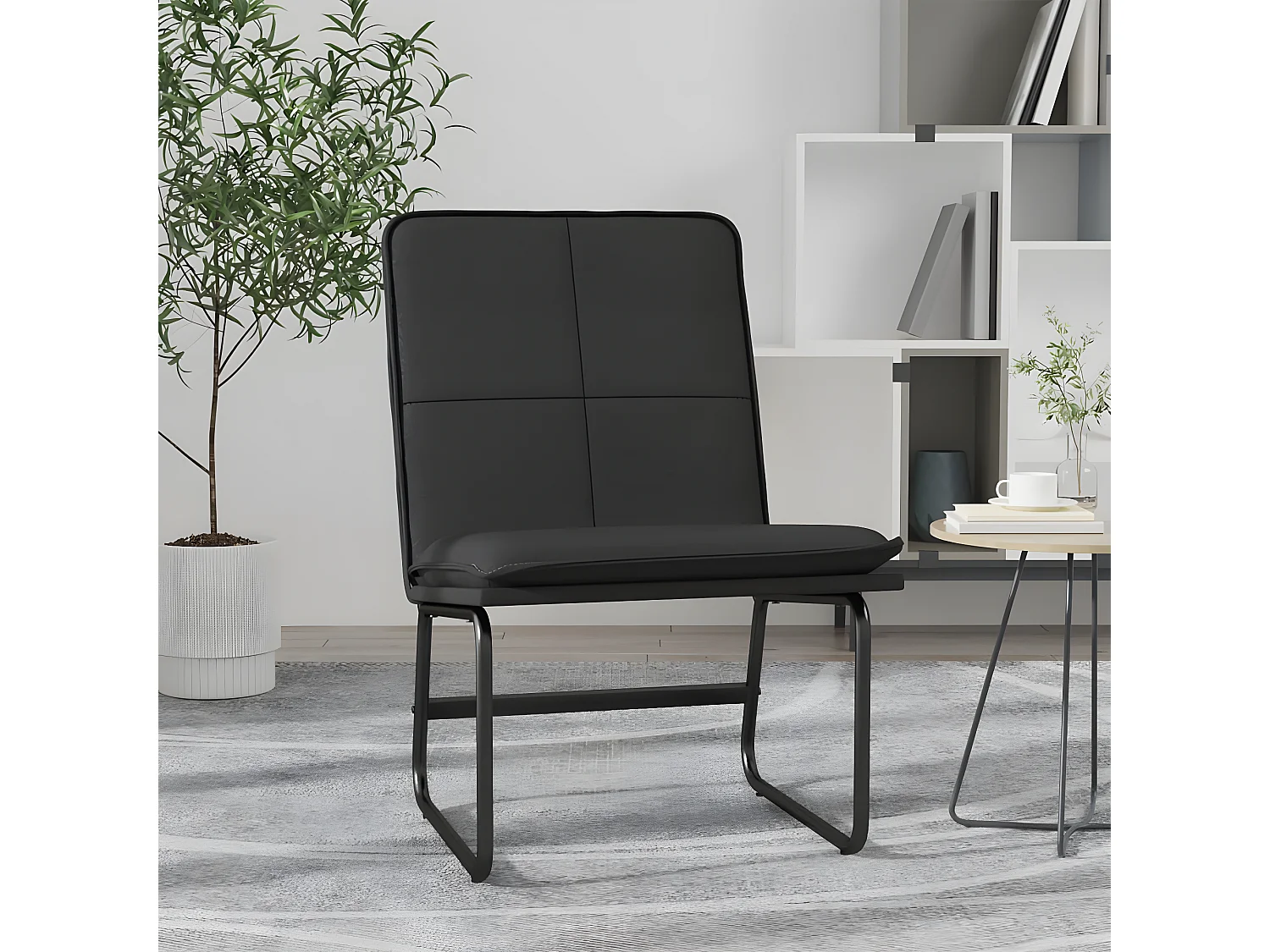 Cadeira lounge 54x75x76 cm couro artificial preto PT876217