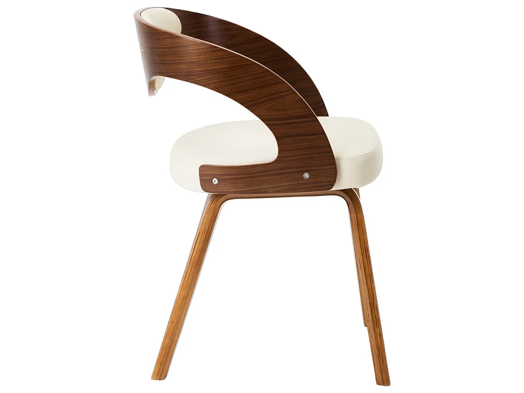 Lot de 2 Chaises de salle à manger crème bois courbé et similicuir OIU3204