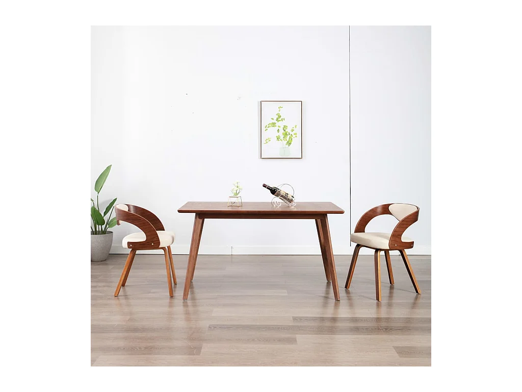 2er-set-Stühle| Esszimmerstühle Creme Bugholz und Kunstleder -gkd658179