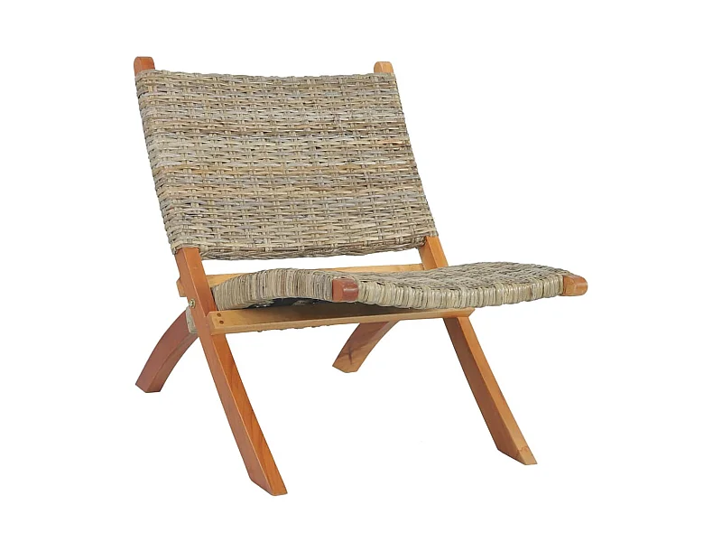 Silla de ratán kubu natural y madera maciza de caoba ES64943