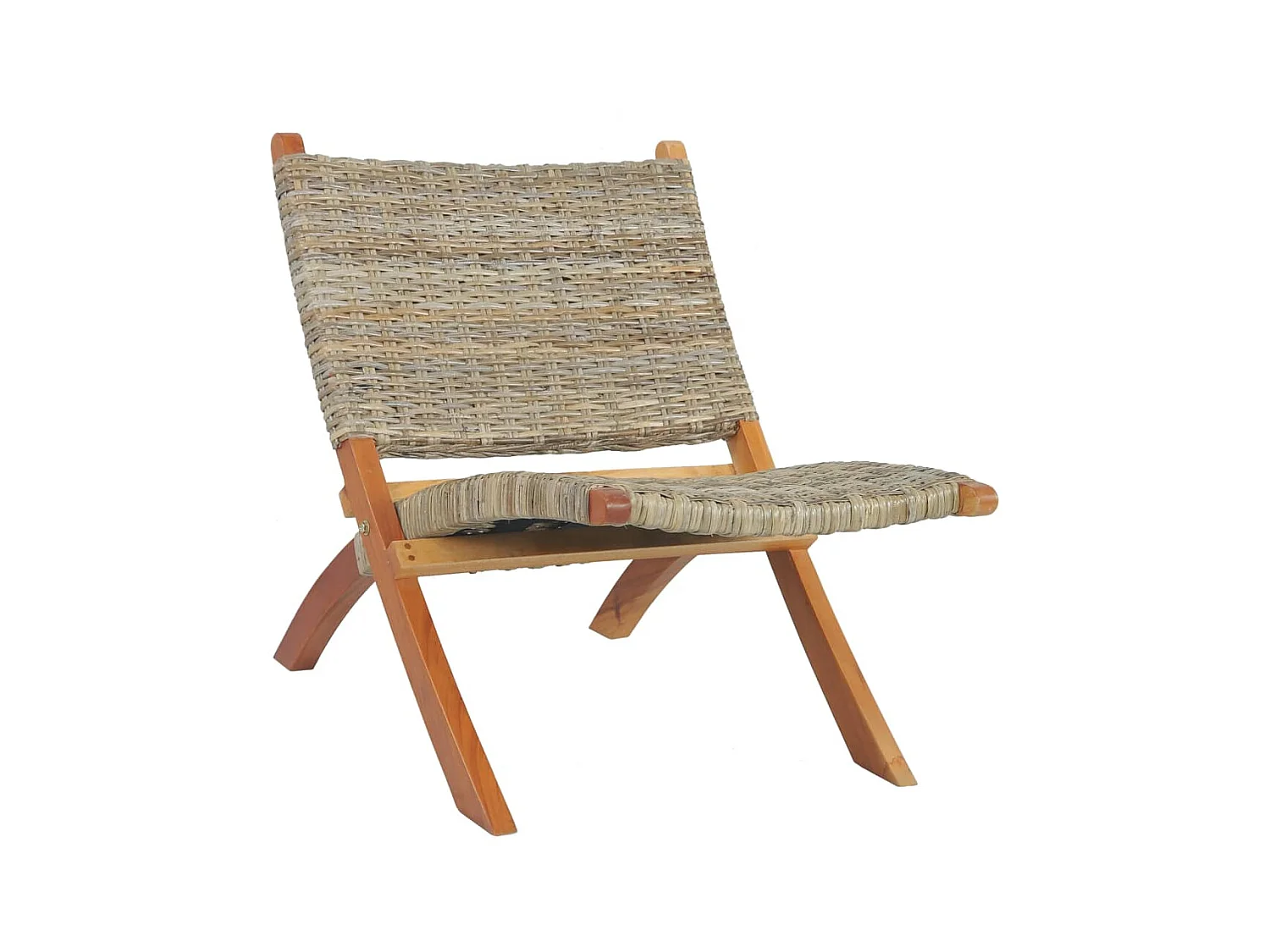 Chaise de relaxation Rotin naturel kubu et bois d'acajou SEF38452