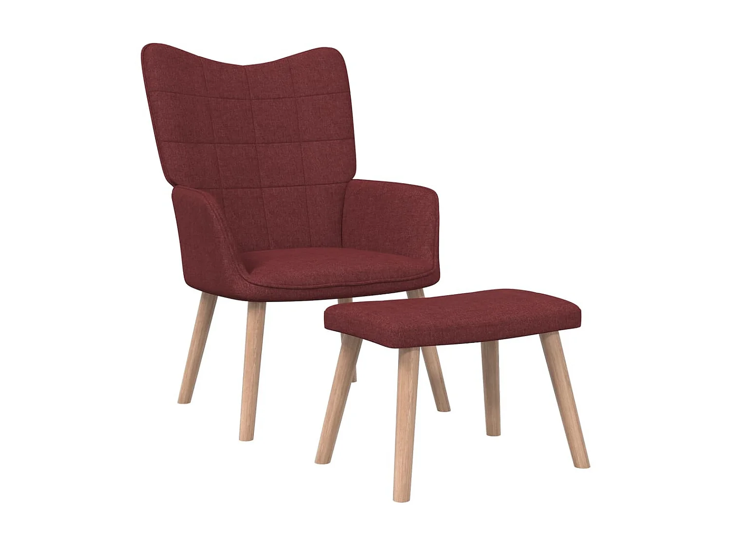 Chaise de relaxation avec tabouret Rouge bordeaux Tissu SEF51874