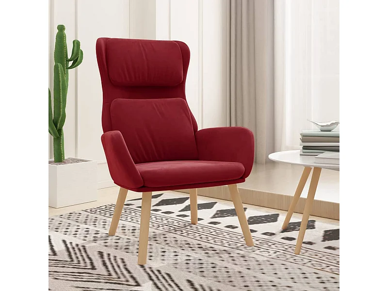 Sillón de relax de terciopelo rojo vino tinto ES813005