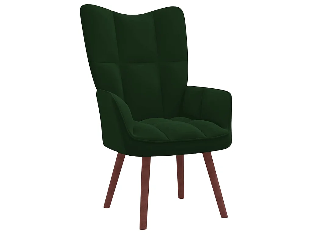 Chaise de relaxation avec repose-pied Vert foncé Velours SEF99772
