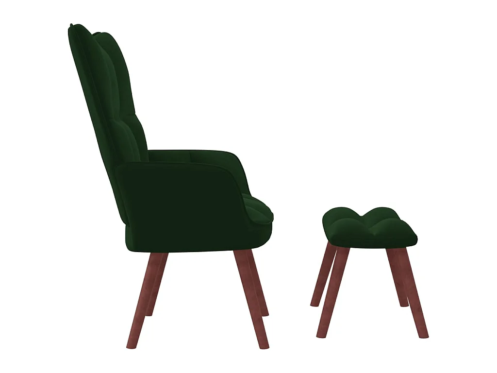 Chaise de relaxation avec repose-pied Vert foncé Velours SEF99772