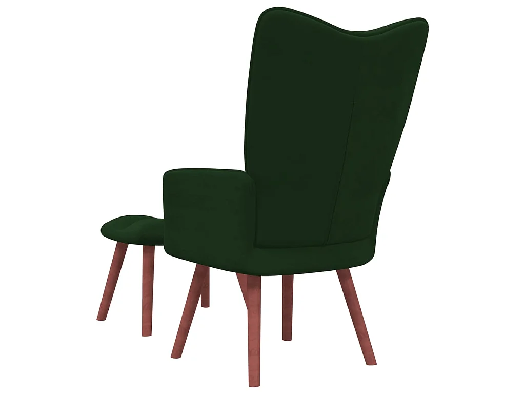Chaise de relaxation avec repose-pied Vert foncé Velours SEF99772