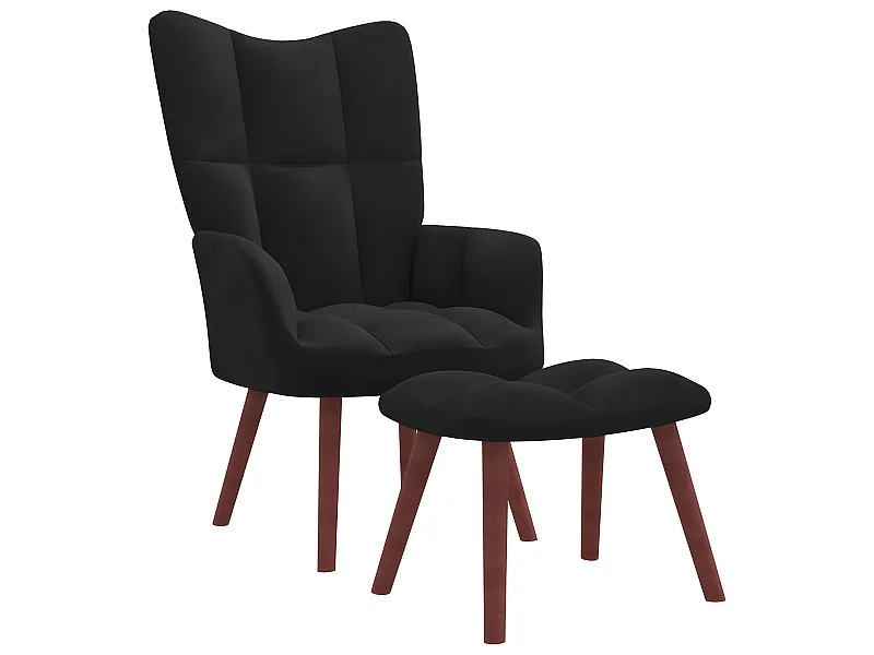 Relaxstoel met voetenbank fluweel zwart NL491289