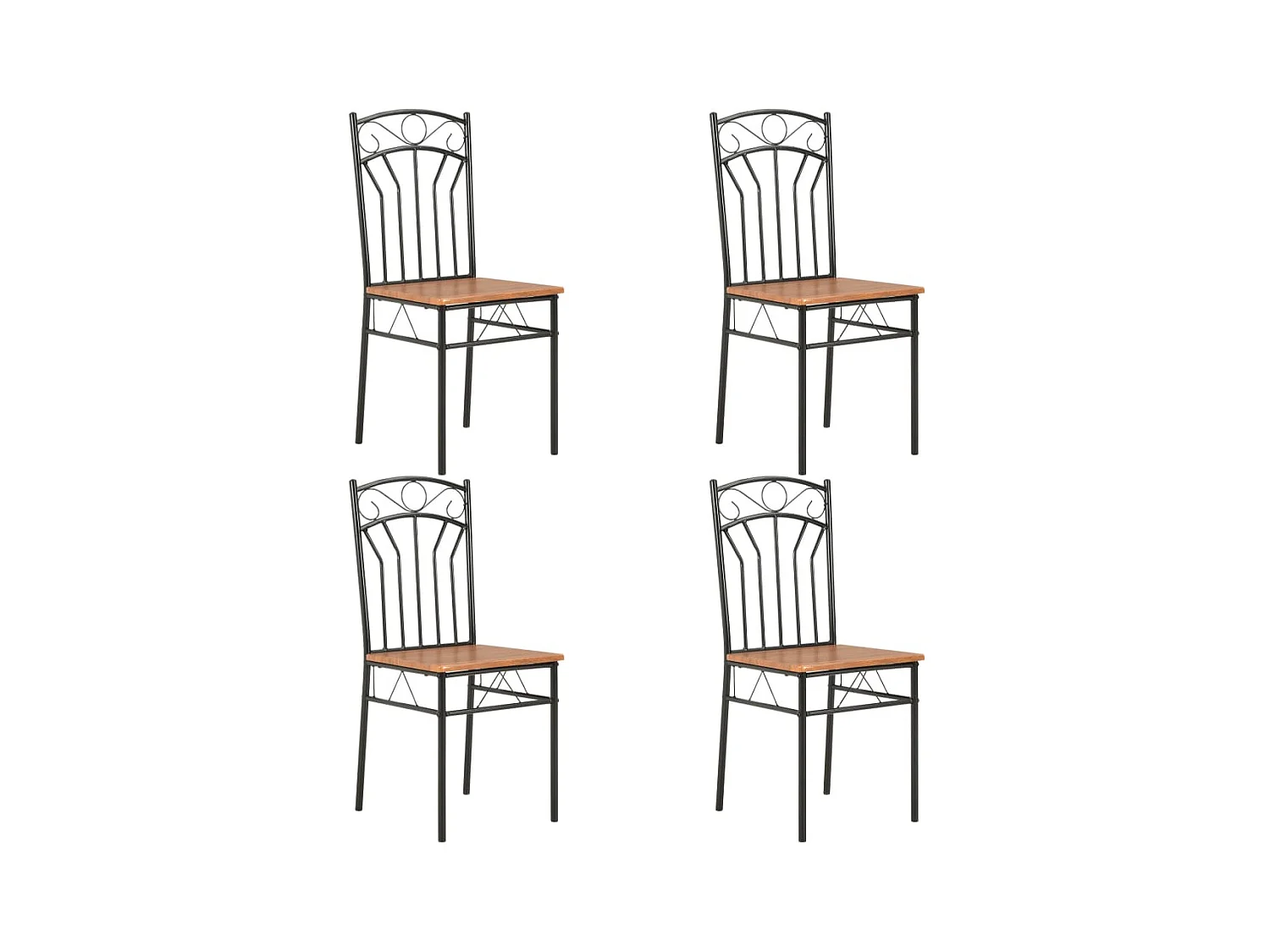 Lot de 4 Chaises de salle à manger marron MDF OIU2259