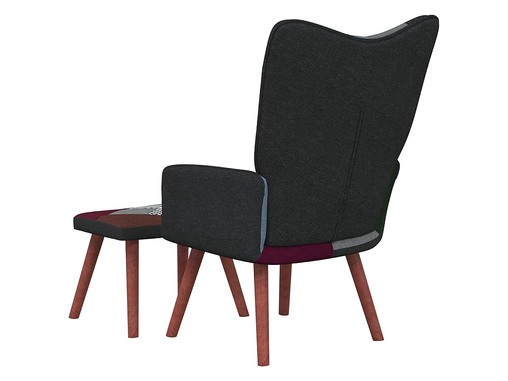 Chaise de relaxation avec repose-pied Patchwork Tissu SEF27600