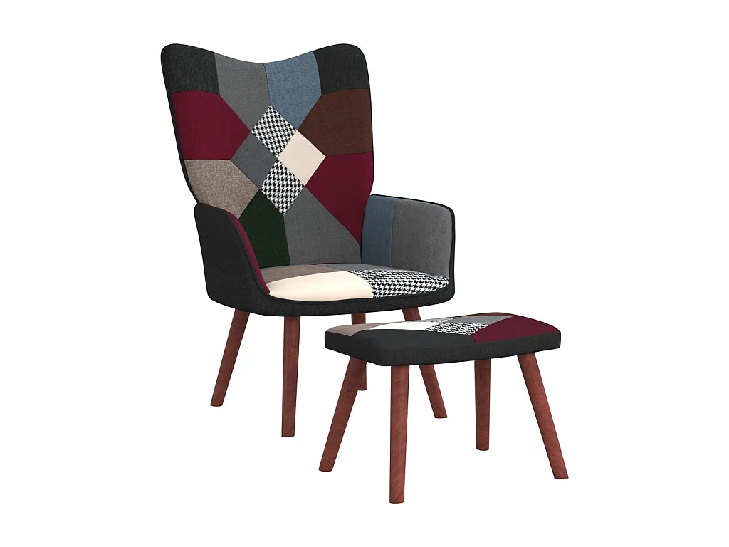 Chaise de relaxation avec repose-pied Patchwork Tissu SEF27600
