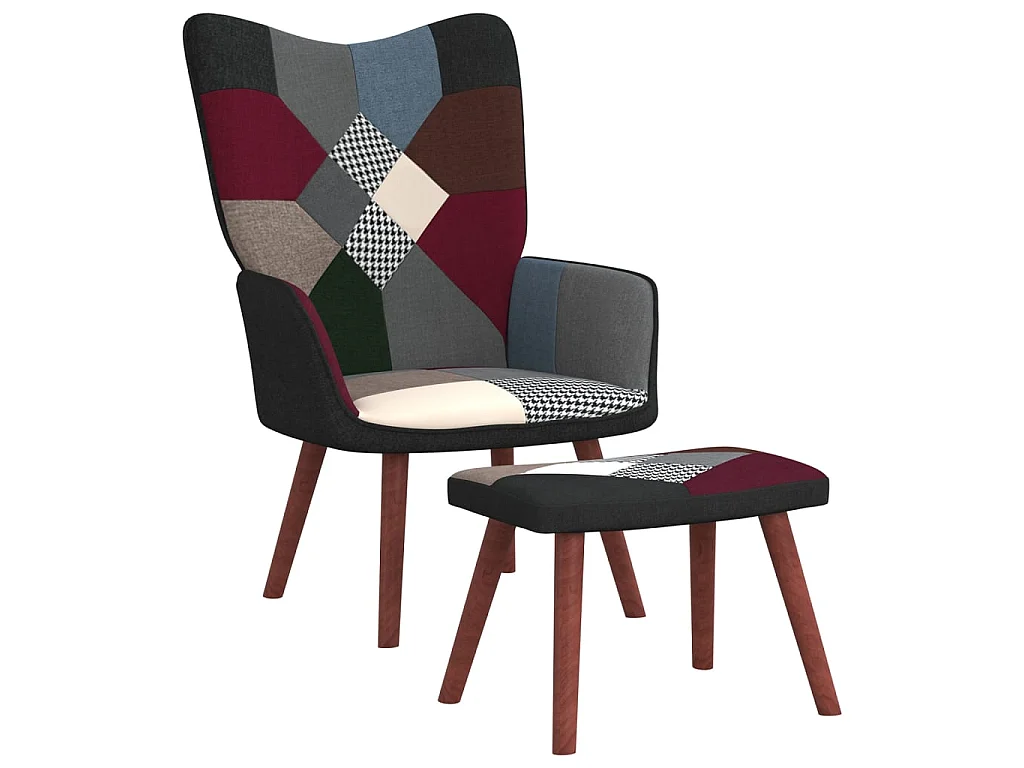 Chaise de relaxation avec repose-pied Patchwork Tissu SEF27600