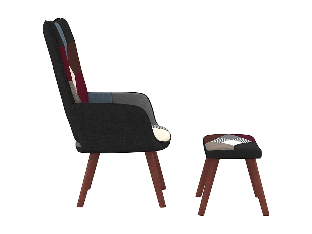Chaise de relaxation avec repose-pied Patchwork Tissu SEF27600