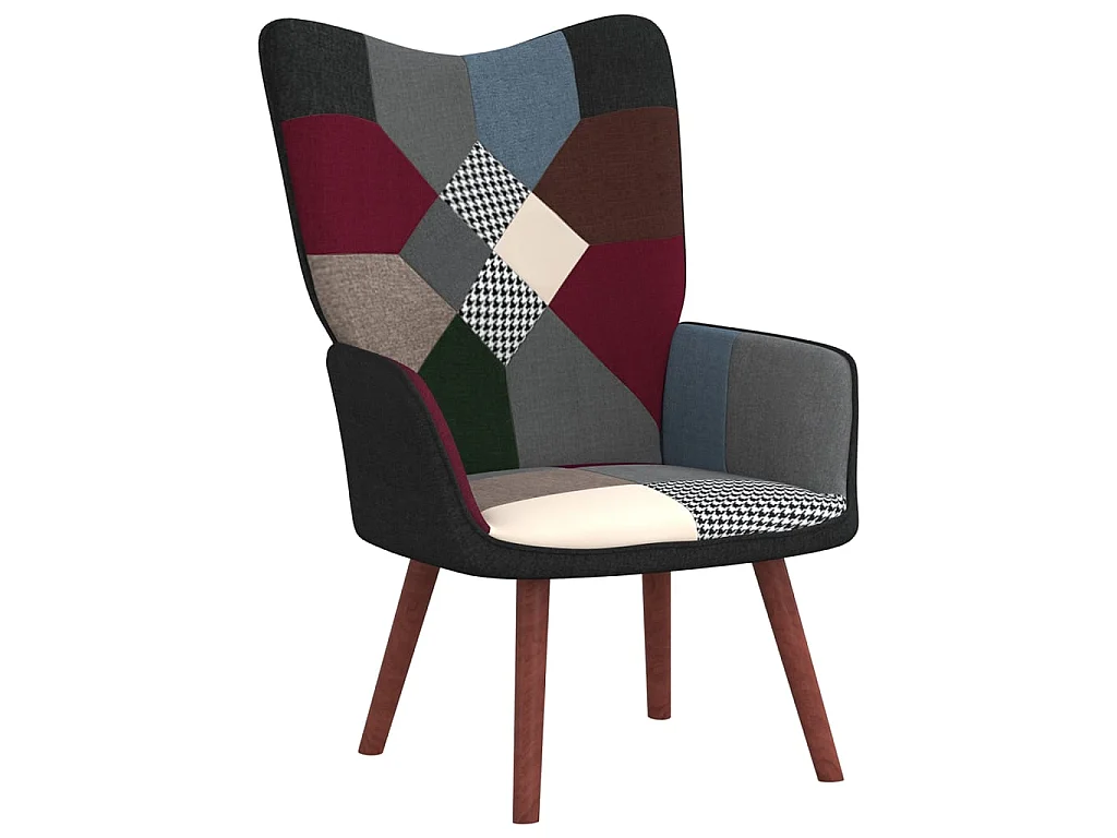 Chaise de relaxation avec repose-pied Patchwork Tissu SEF27600