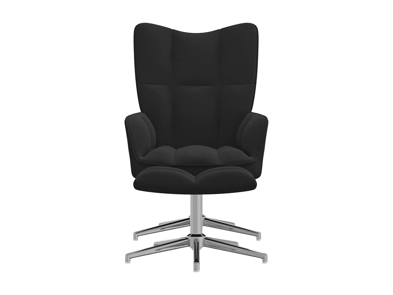 Chaise de relaxation avec repose-pied Noir Velours SEF36142