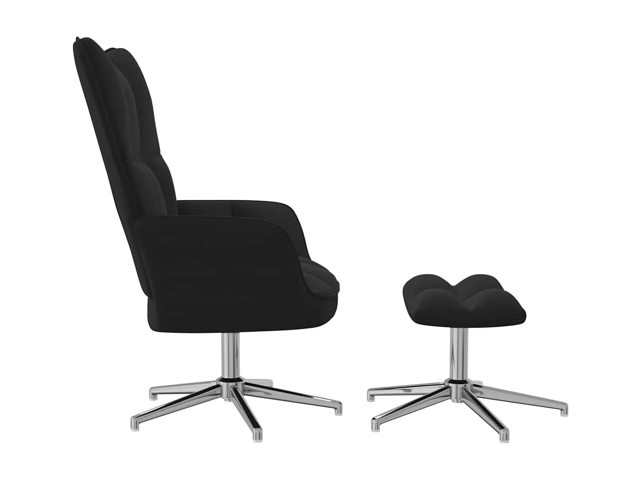 Chaise de relaxation avec repose-pied Noir Velours SEF36142