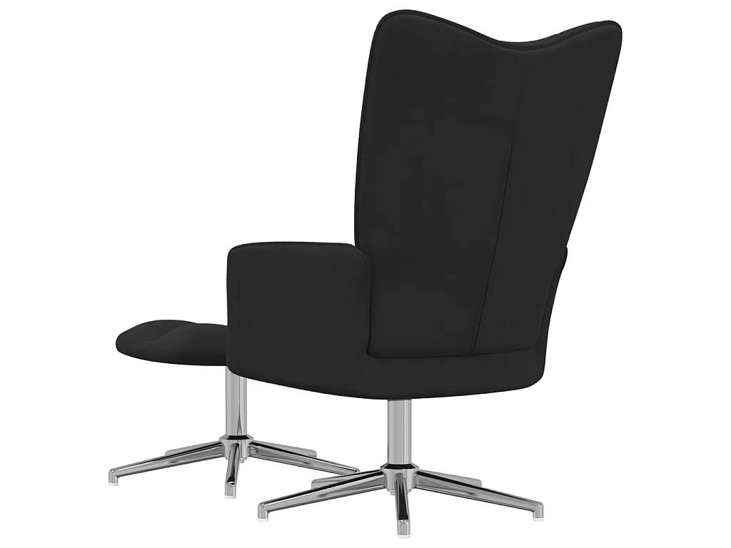 Chaise de relaxation avec repose-pied Noir Velours SEF36142