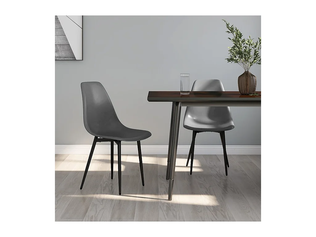 Lot de 2 Chaises à manger gris PP LSJ6489