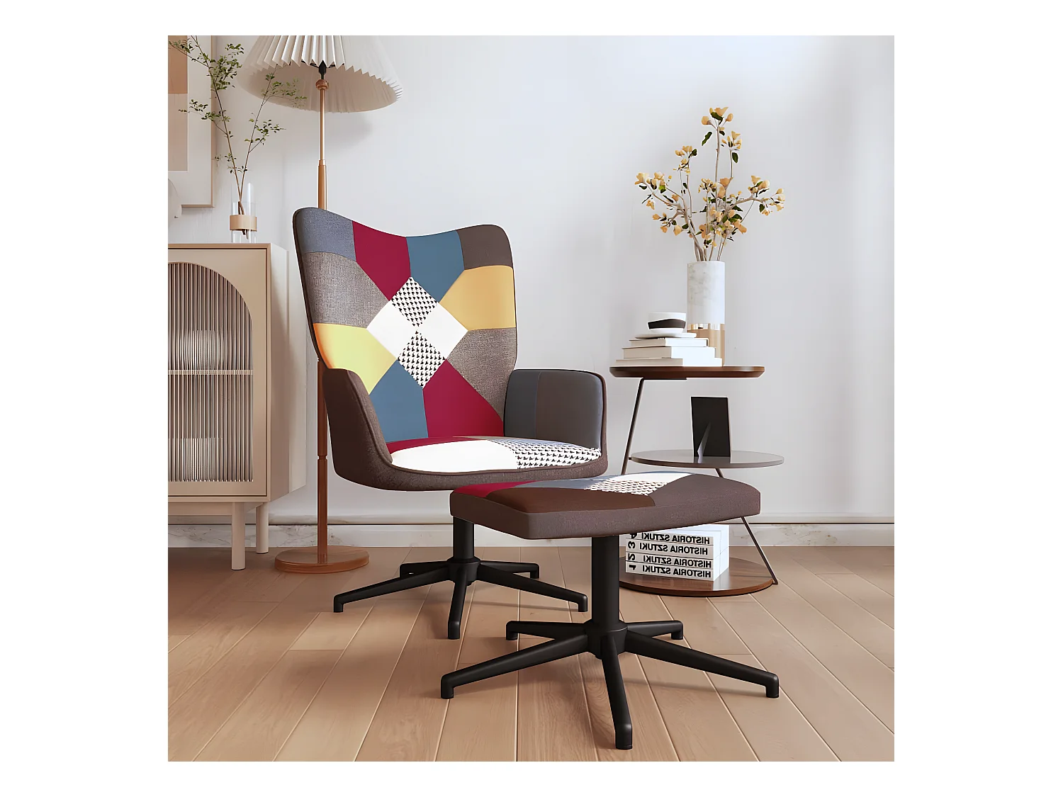 Chaise de relaxation avec repose-pied Patchwork Tissu SEF76311