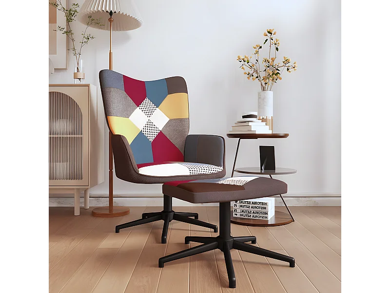 Relaxsessel | Fernsehsessel mit Hocker Patchwork Stoff -gkd666804