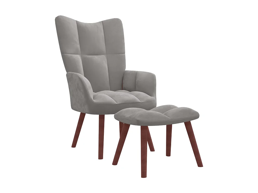 Chaise de relaxation avec repose-pied Gris clair Velours SEF30320