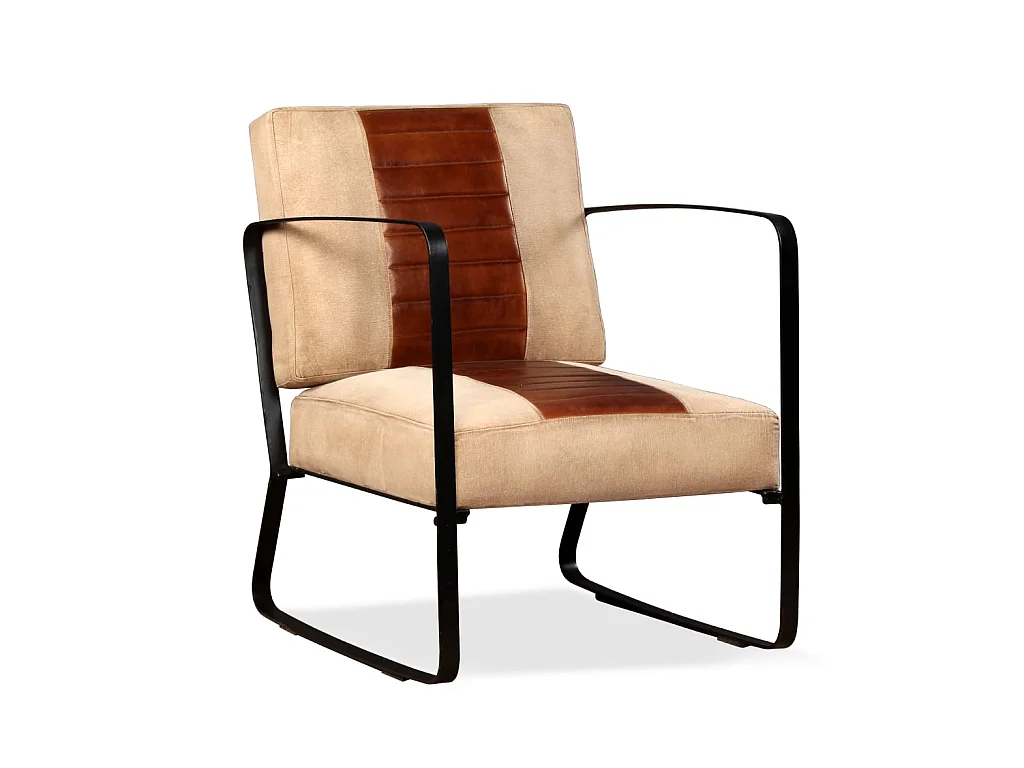 Chaise Marron Cuir véritable et toile SEF71806