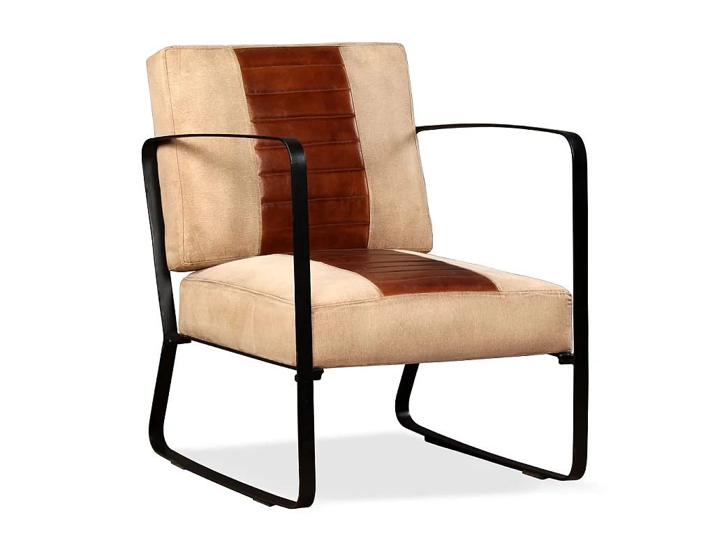 Chaise Marron Cuir véritable et toile SEF71806