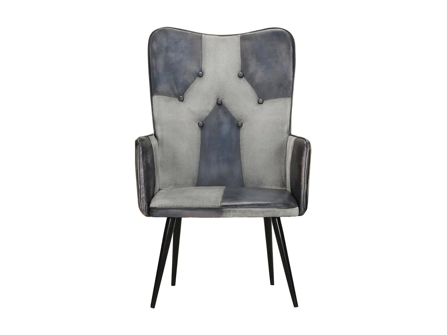 Chaise à oreilles Gris Cuir véritable SEF50877