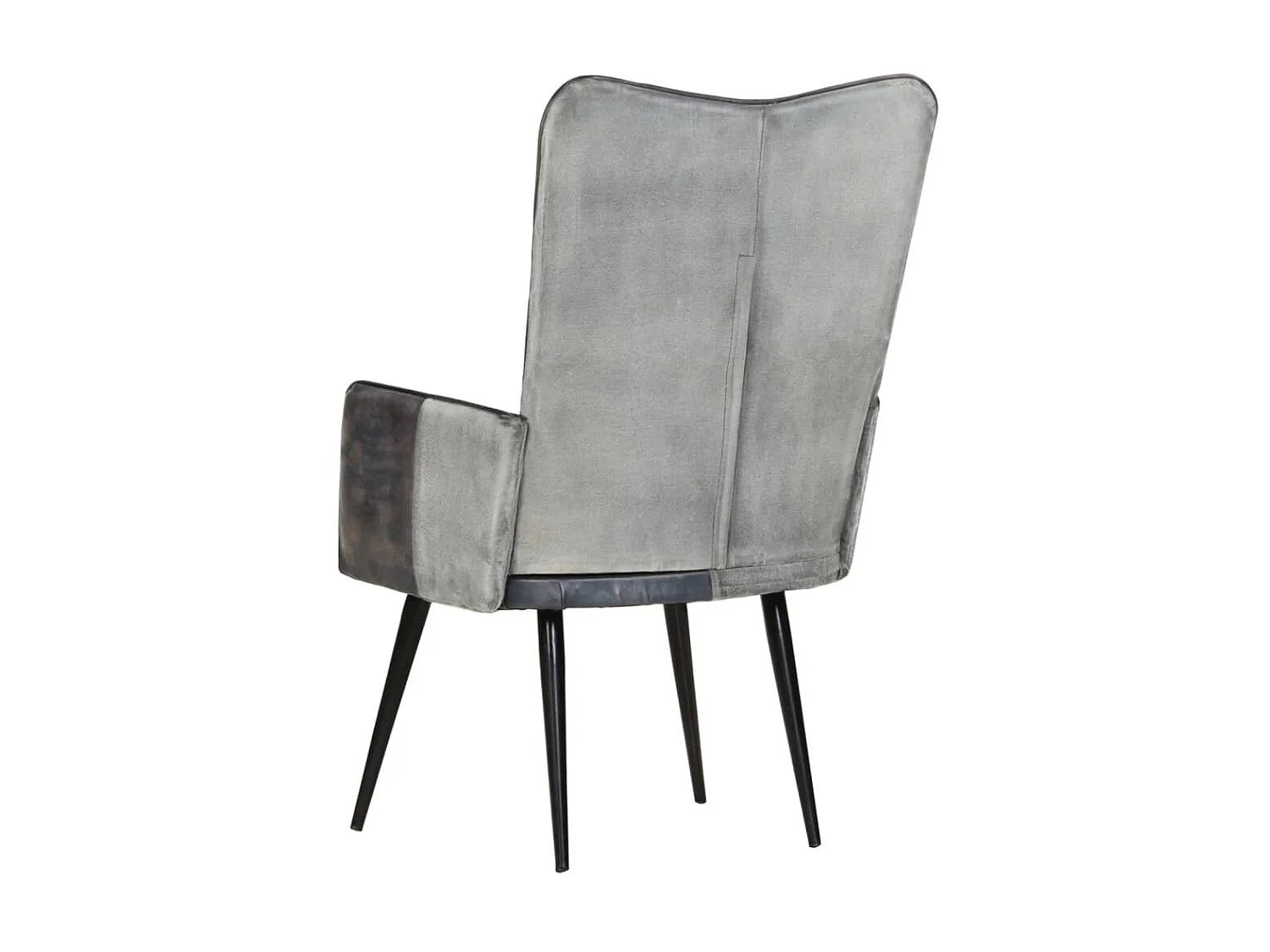 Chaise à oreilles Gris Cuir véritable SEF50877