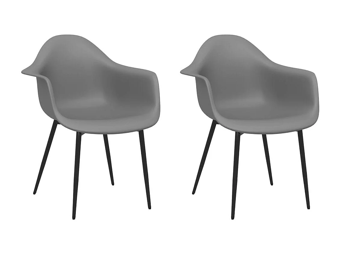 Lot de 2 Chaises à manger gris PP LSJ4378
