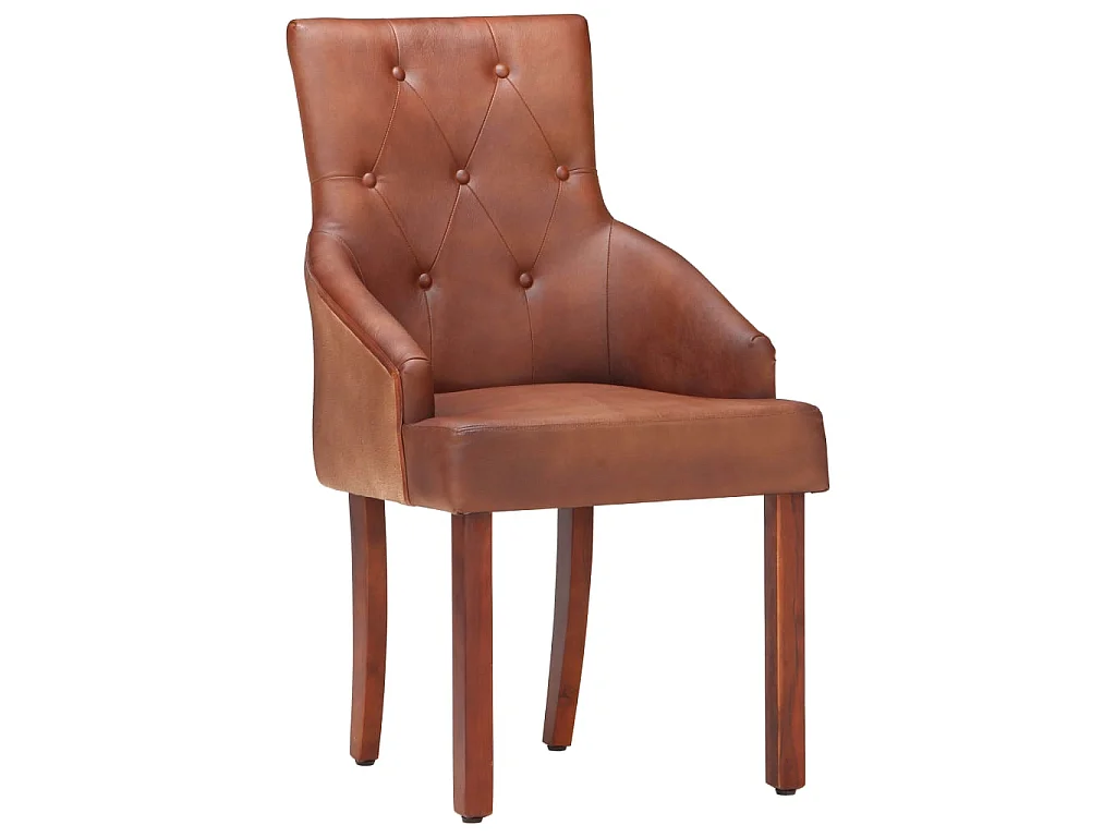 Lot de 2 Chaises à manger marron cuir de chèvre véritable LSJ6159