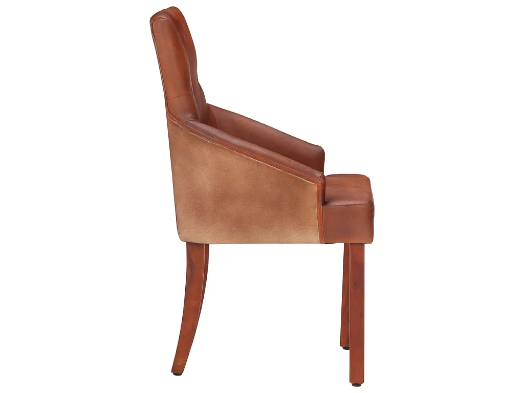 Lot de 2 Chaises à manger marron cuir de chèvre véritable LSJ6159